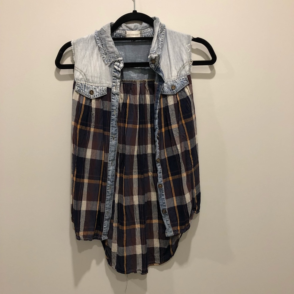 Fifty Street Jean/Plaid Vest M